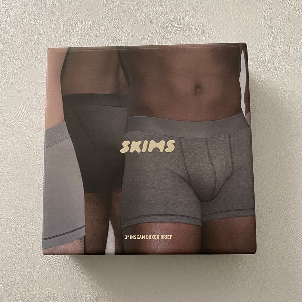 SKIMS 3” Boxer Brief 3 Pack Small Cotton Stretch Neutral Basics